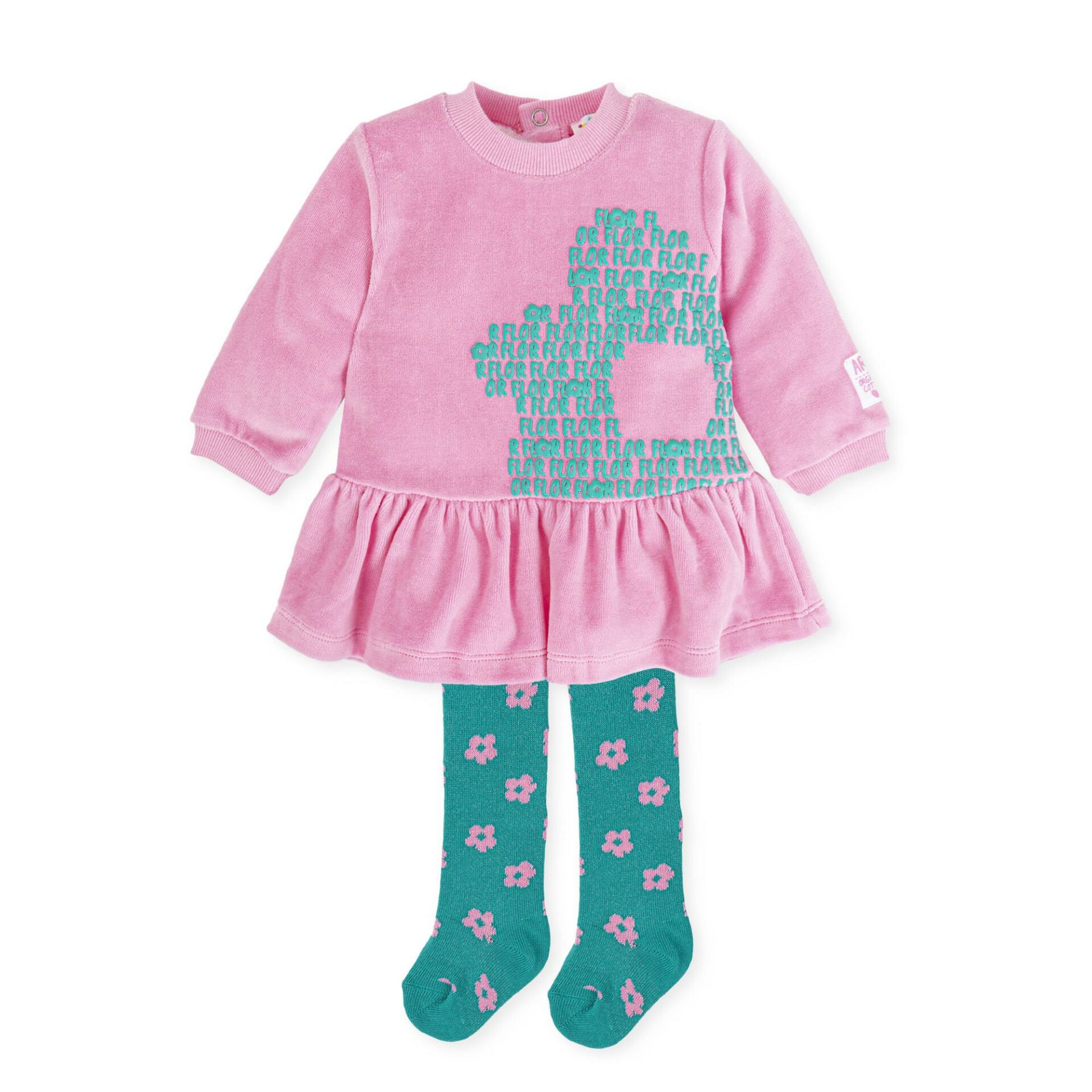 Agatha Ruiz de la Prada Çiçekli Kadife 2li Elbise - Çorap Set