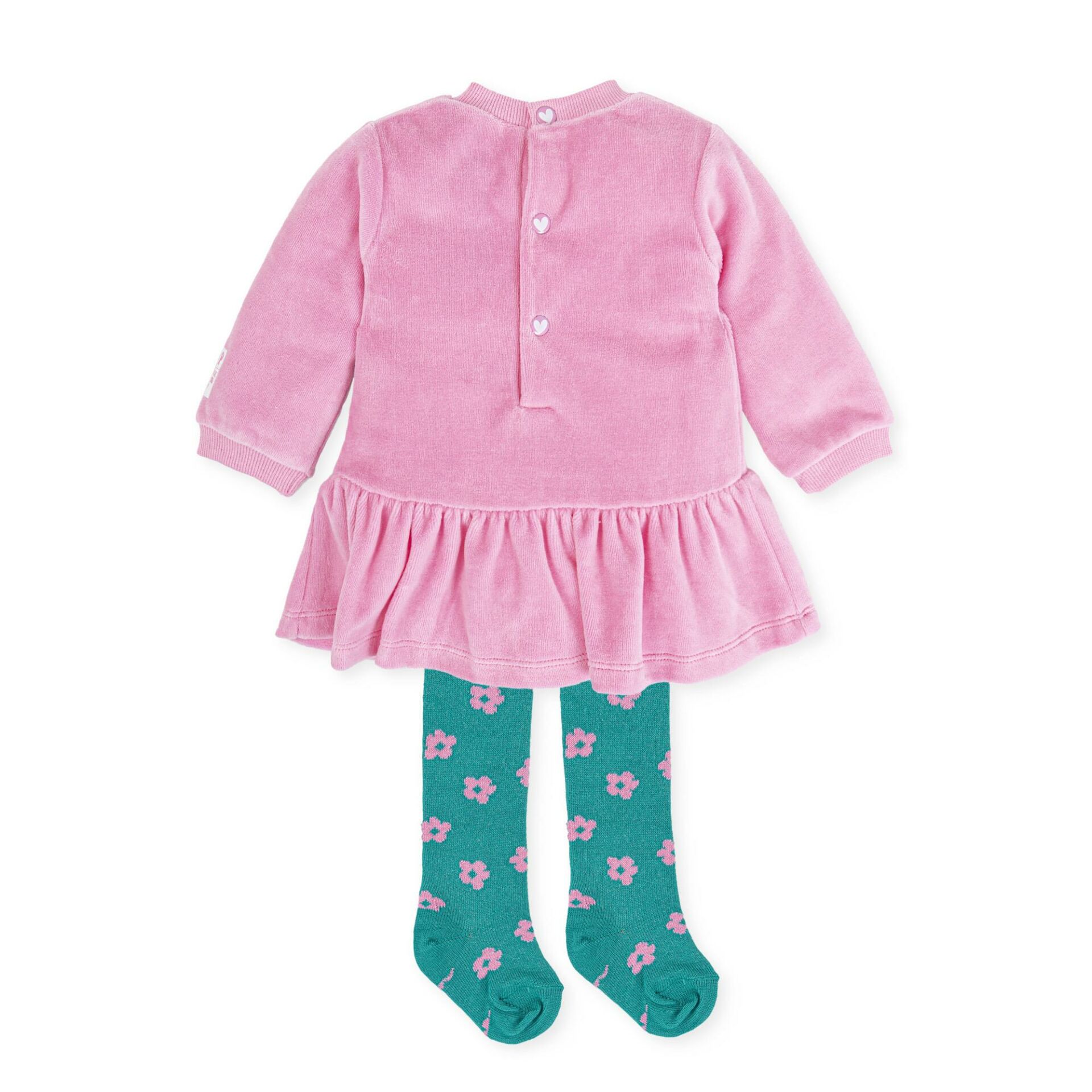 Agatha Ruiz de la Prada Çiçekli Kadife 2li Elbise - Çorap Set