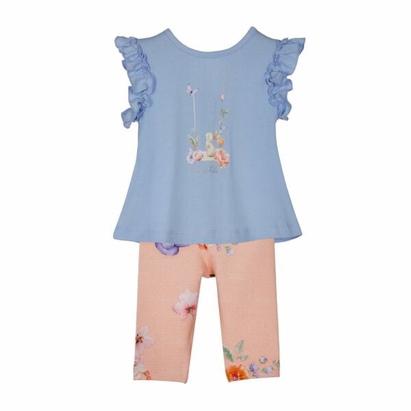 Tavşanli 2li Kız Bebek Bluz Tayt Set