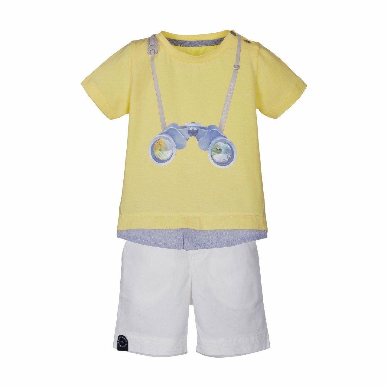 Gömlek Detaylı Dürbünlü 2li T-shirt Şort Set