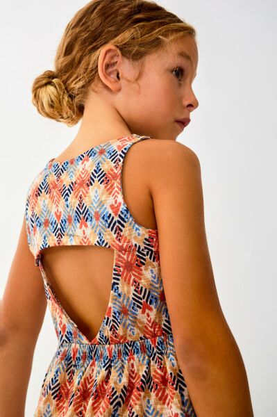 Canada House Etnik Desenli Kız Çocuk Elbise