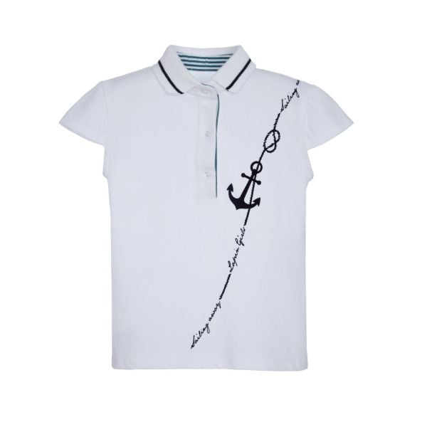 Denizci Temalı Polo Yaka Kız Çocuk T-shirt