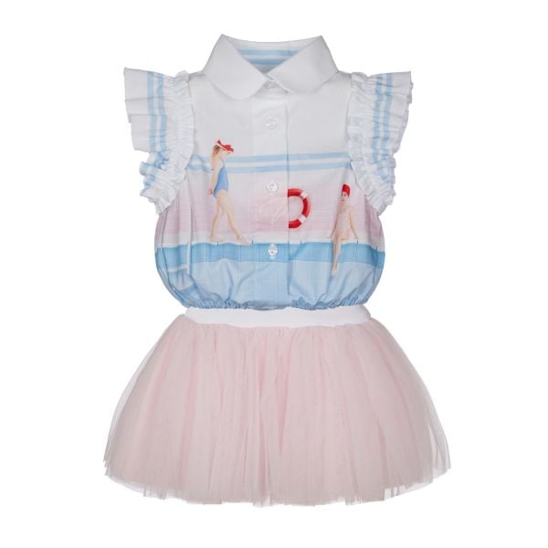 Tütülü 2li Kız Çocuk Gömlek Elbise Set