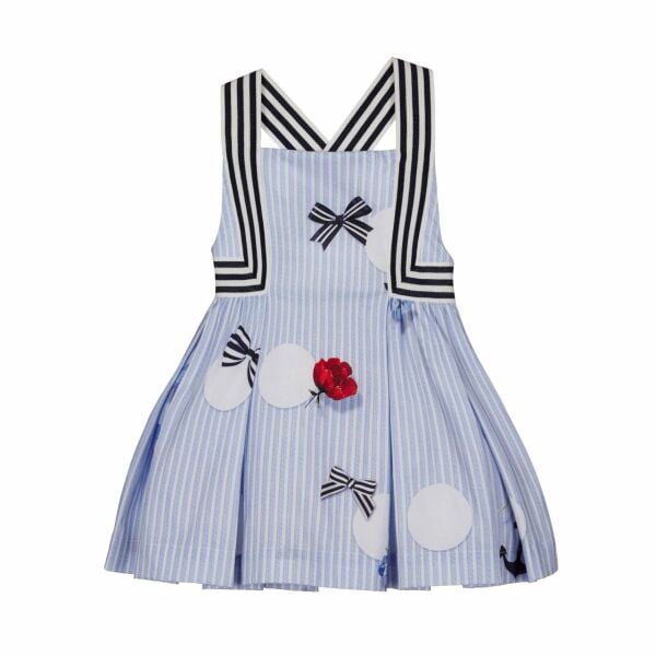 Çapraz Askılı Çizgili Kız Çocuk Elbise