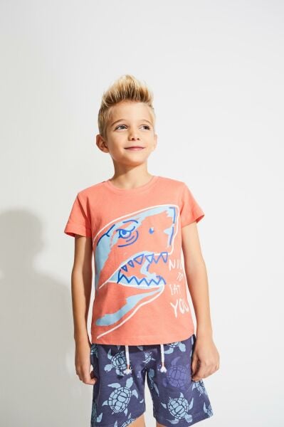 Canada House Köpekbalığı Baskılı Erkek Çocuk T-shirt