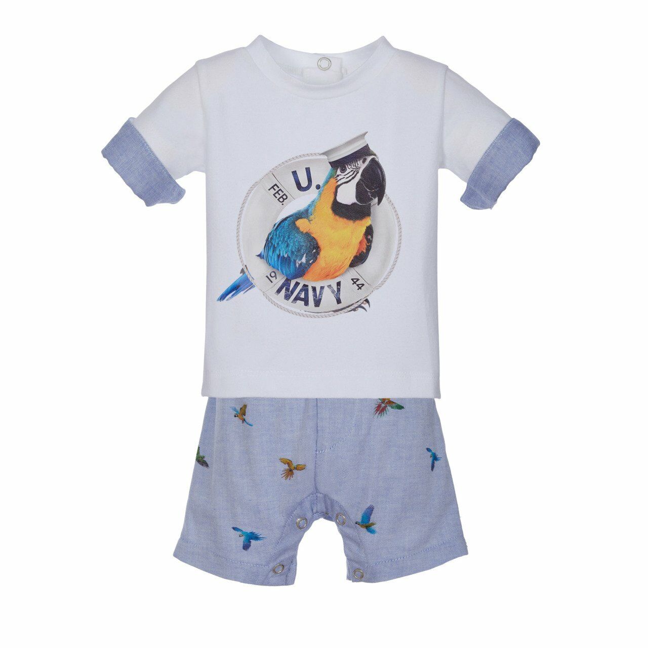 Papağanlı 2li Erkek Bebek T-shirt Şort Set