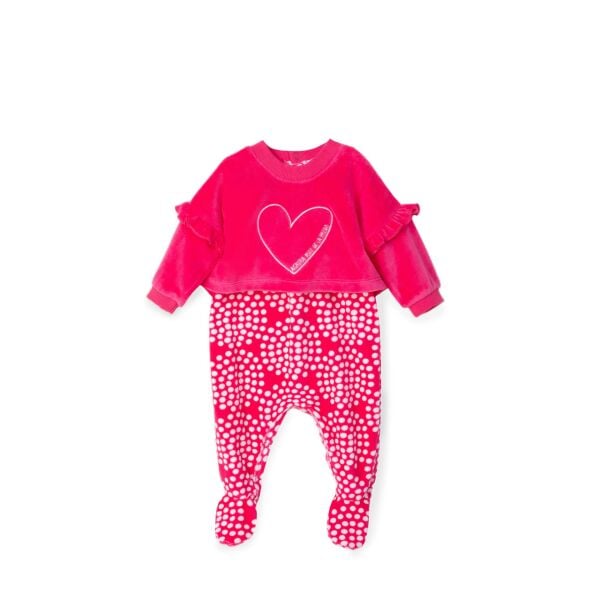 Agatha Ruiz de la Prada Pembe Kadife Kız Bebek Tulum