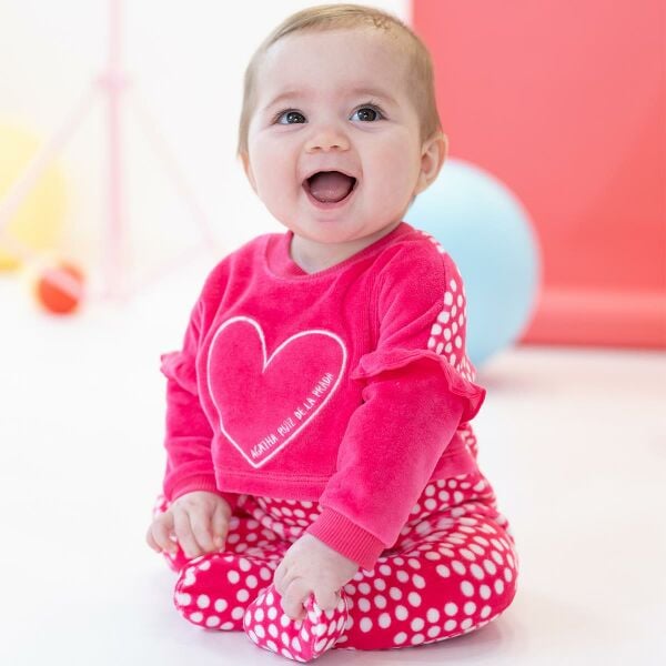 Agatha Ruiz de la Prada Pembe Kadife Kız Bebek Tulum