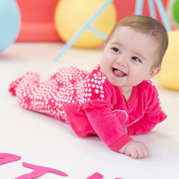 Agatha Ruiz de la Prada Pembe Kadife Kız Bebek Tulum