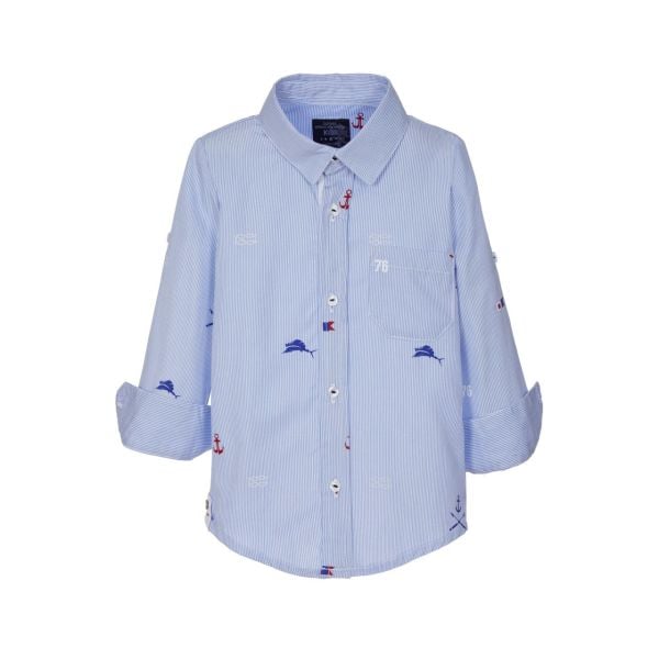 Denizci Temalı Çizgili Erkek Çocuk Gömlek