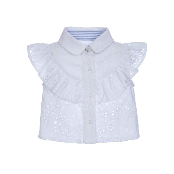 Dantel İşlemeli Fırfır Detaylı Kız Çocuk Gömlek