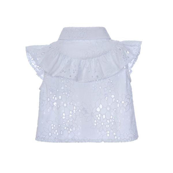 Dantel İşlemeli Fırfır Detaylı Kız Çocuk Gömlek