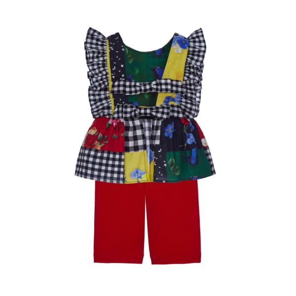 Sırt Dekolteli 2li Kız Çocuk Bluz Tayt Set