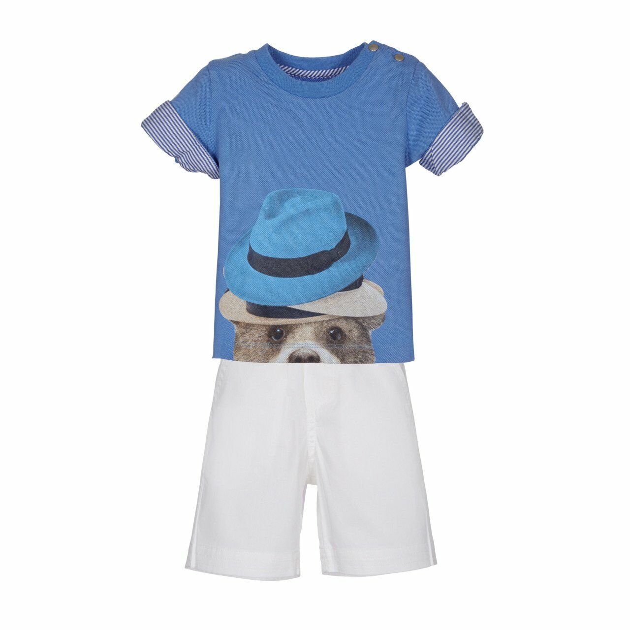Ayıcıklı Gömlek Detaylı T-shirt Şort Set