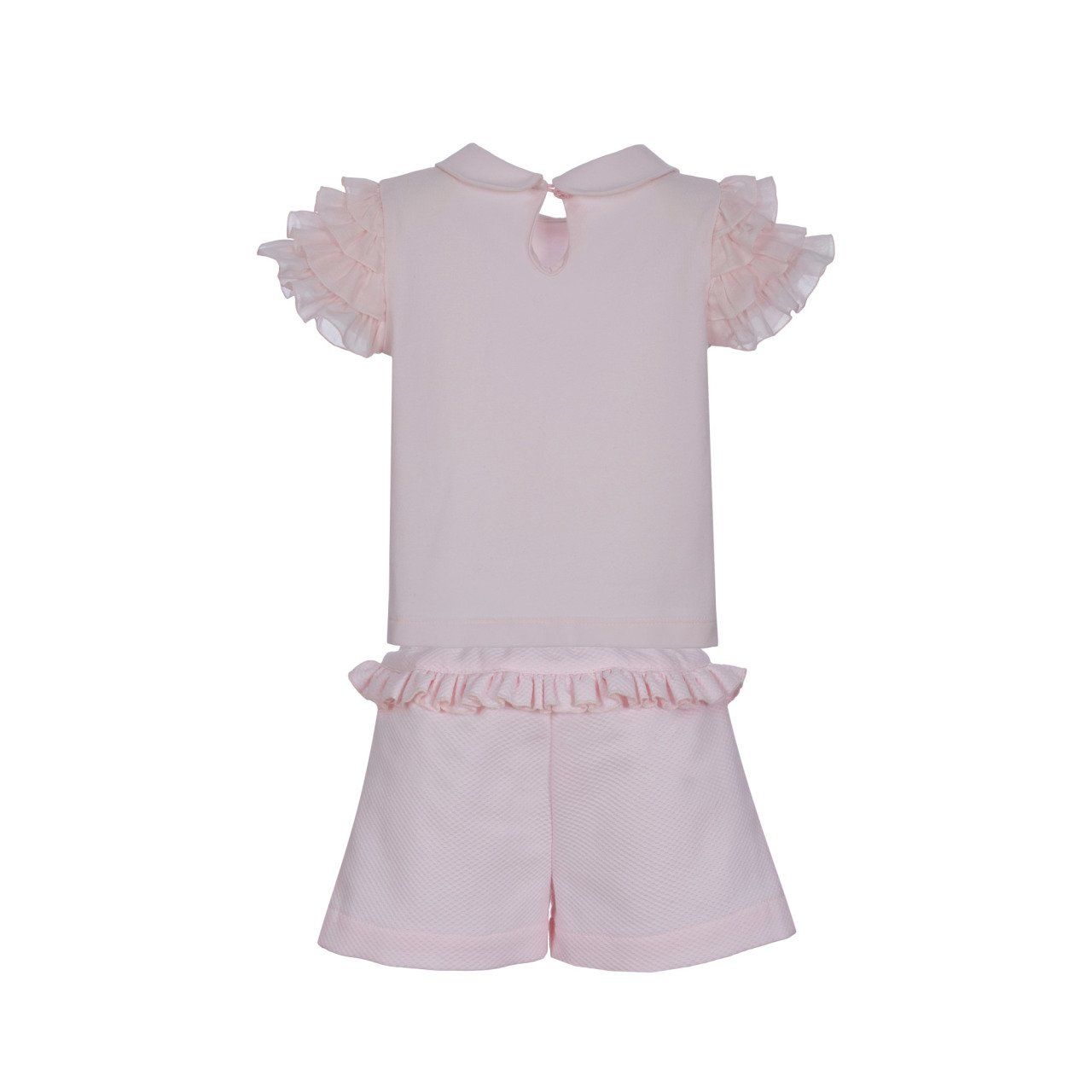 Fırfırlı Çiçekli 2li Kız Çocuk Bluz Şort Set