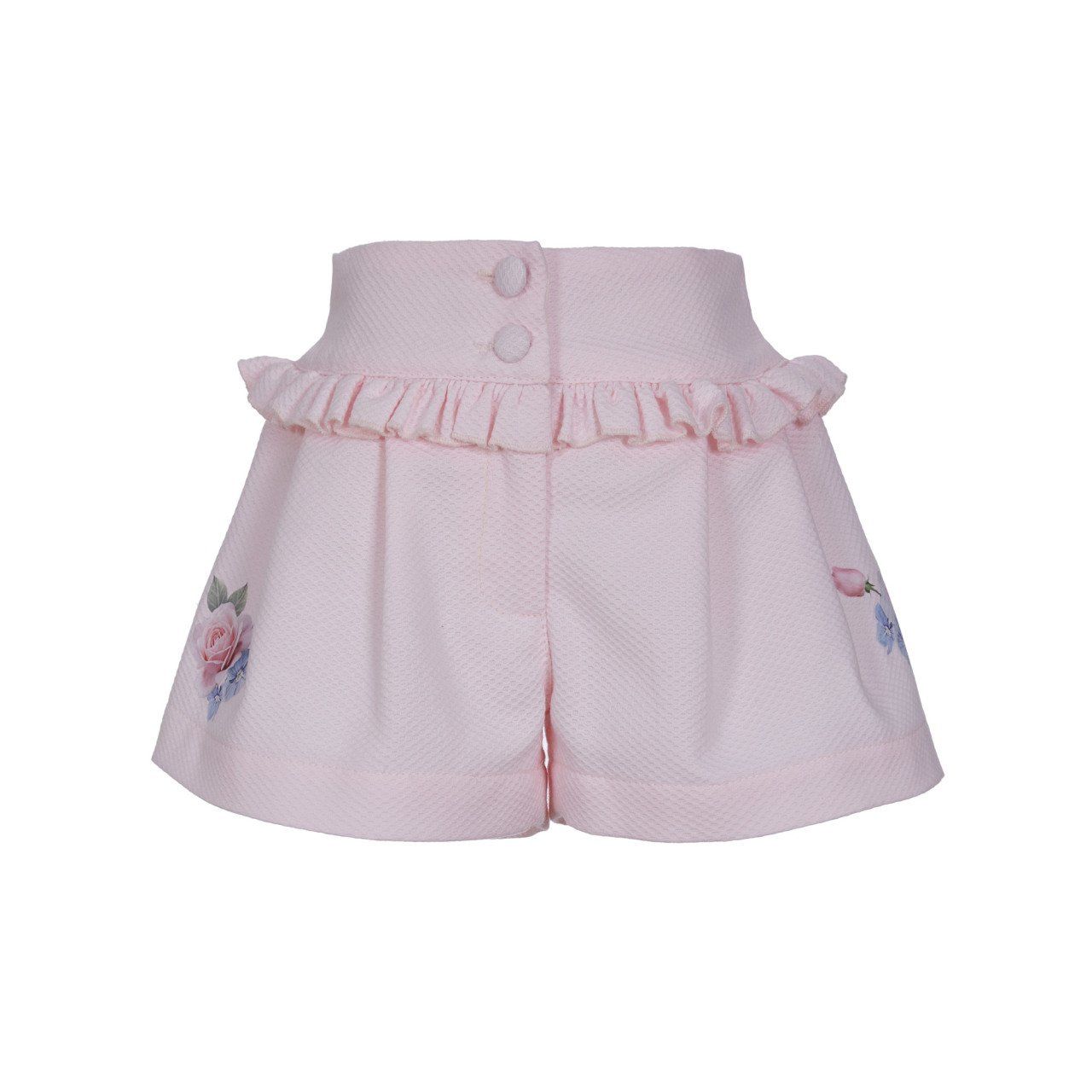 Fırfırlı Çiçekli 2li Kız Çocuk Bluz Şort Set