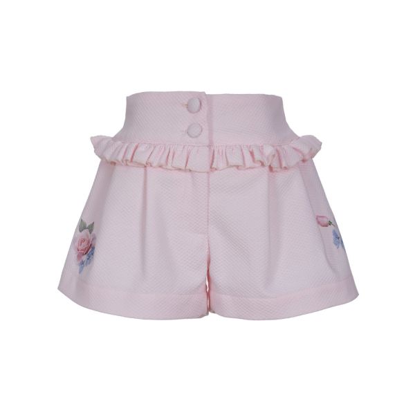 Fırfırlı Çiçekli 2li Kız Çocuk Bluz Şort Set