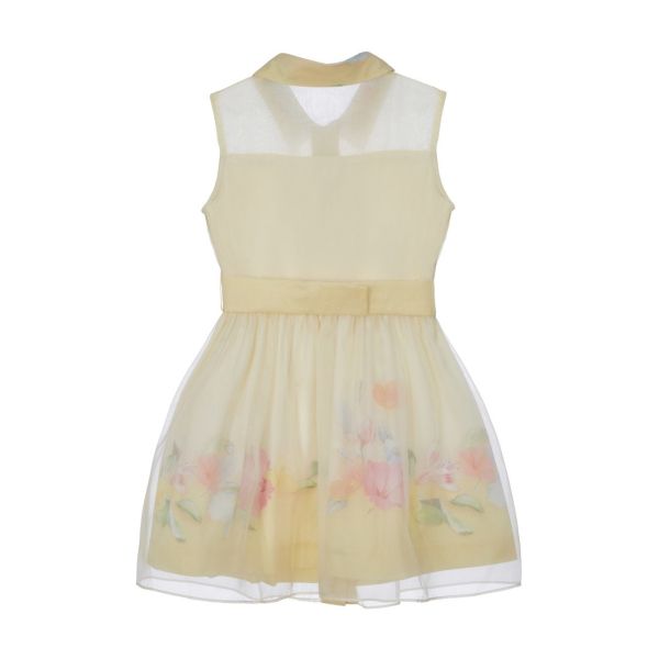 Tül Detaylı Çiçekli Kız Çocuk Elbise