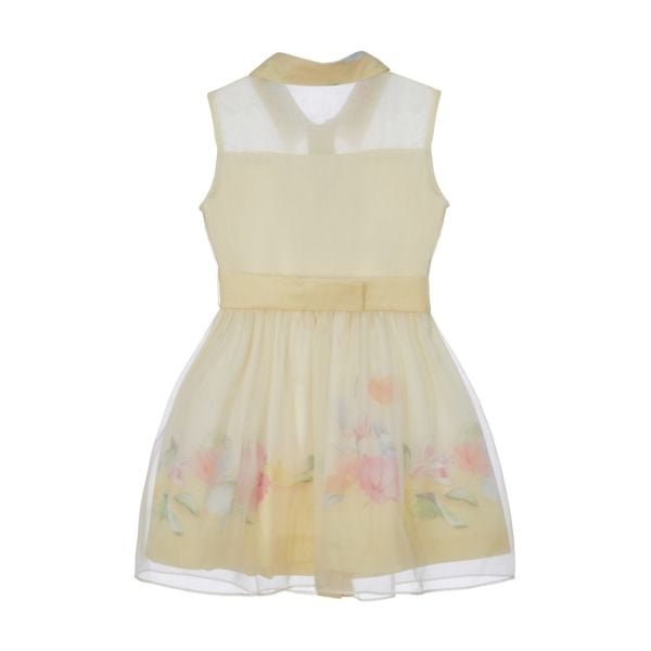 Tül Detaylı Çiçekli Kız Çocuk Elbise