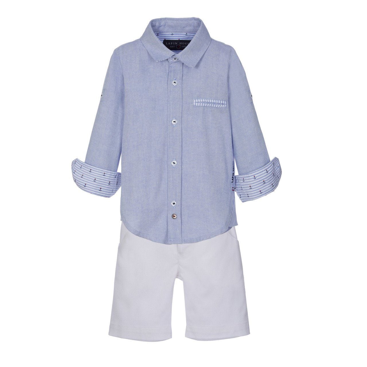 Denizci Temalı 2li Erkek Çocuk Gömlek Şort Set